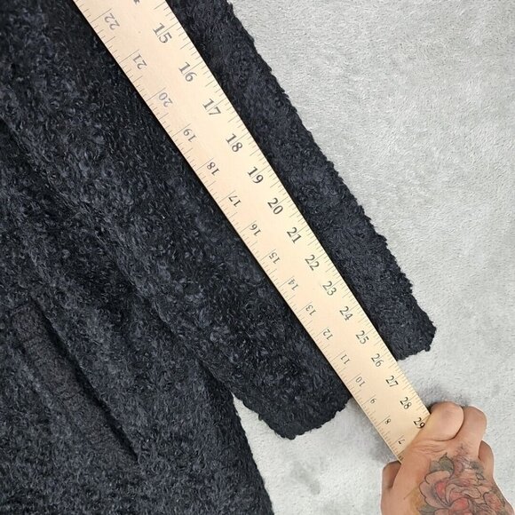 Eileen Fisher Suri Alpaca Wool Coat Womens Size 1X Black Shearling Snap Collar - Picture 4 of 8